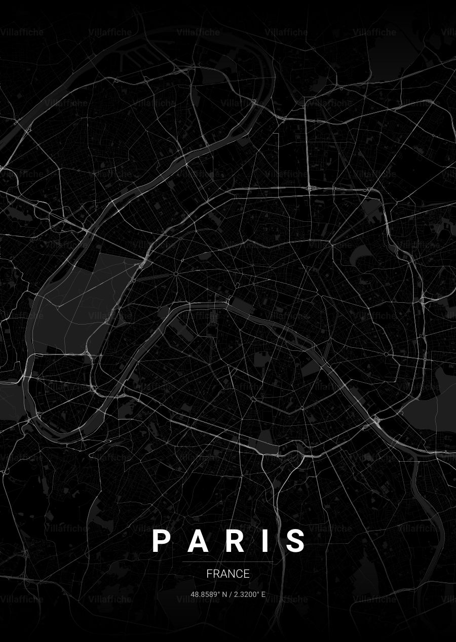 Poster Paris, thème Noir